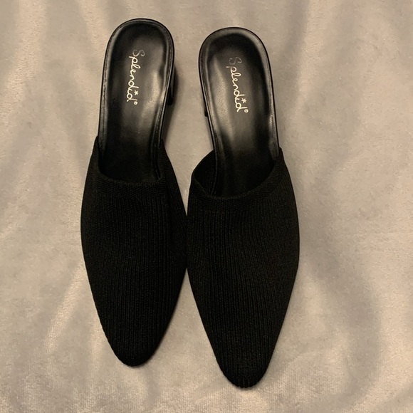 Splendid lunelli black rib knot mule slip on heels size 8.5 - Picture 3 of 6